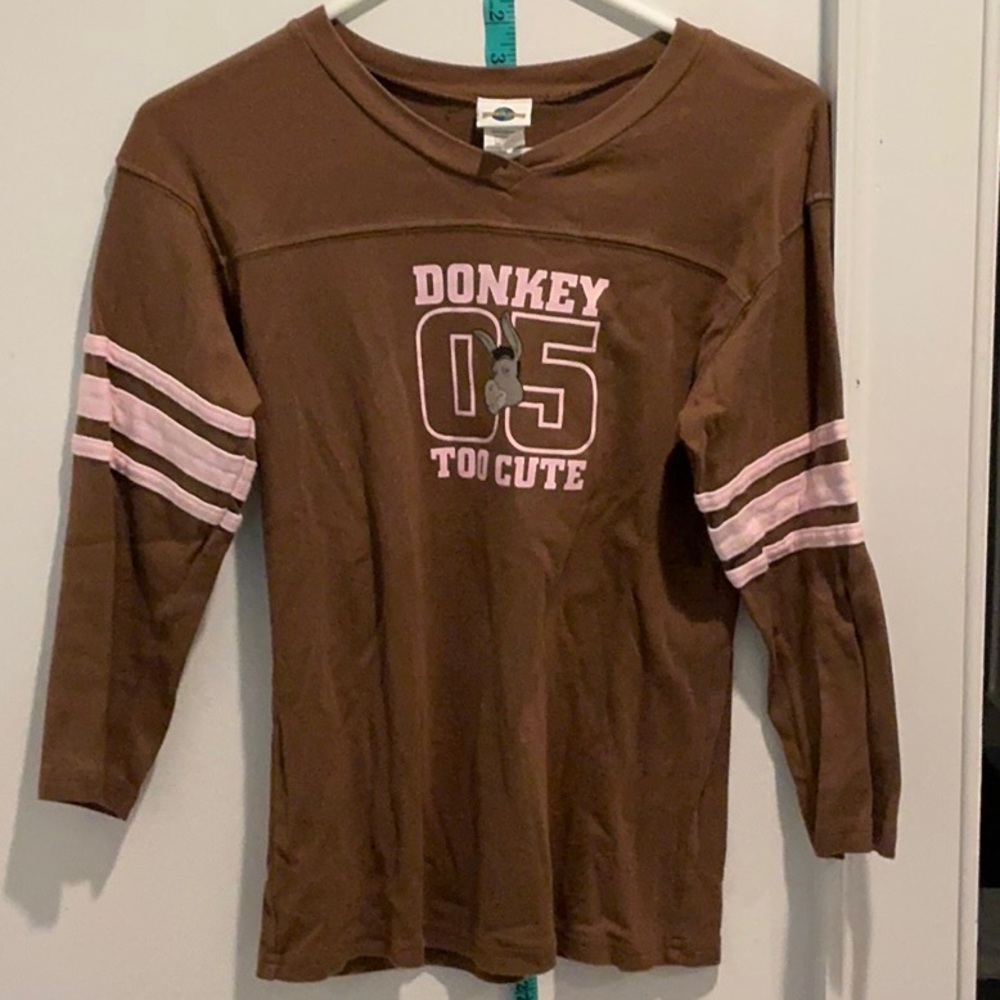 Brown Donkey baseball style t-Shirt with Pink Accents